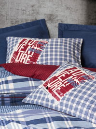 L'essentiel linge de maison Roger - Azul oscuro, Juego de funda de edredón doble ranforce